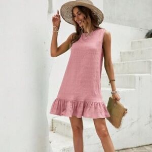 Shein Peachy dusty blush  rose French is day dress size Lg